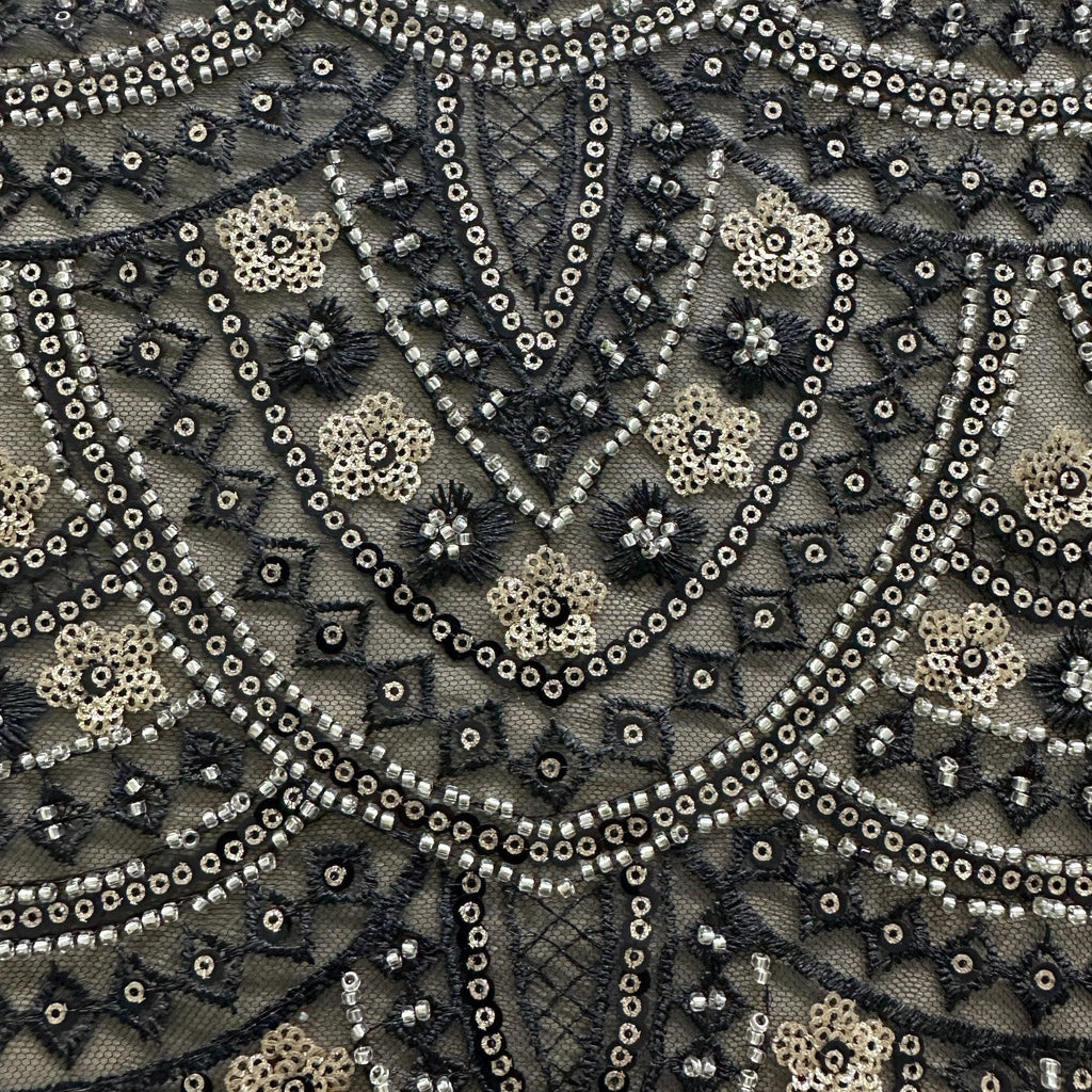 Rochie neagra lunga din satin cu paiete Celebrity