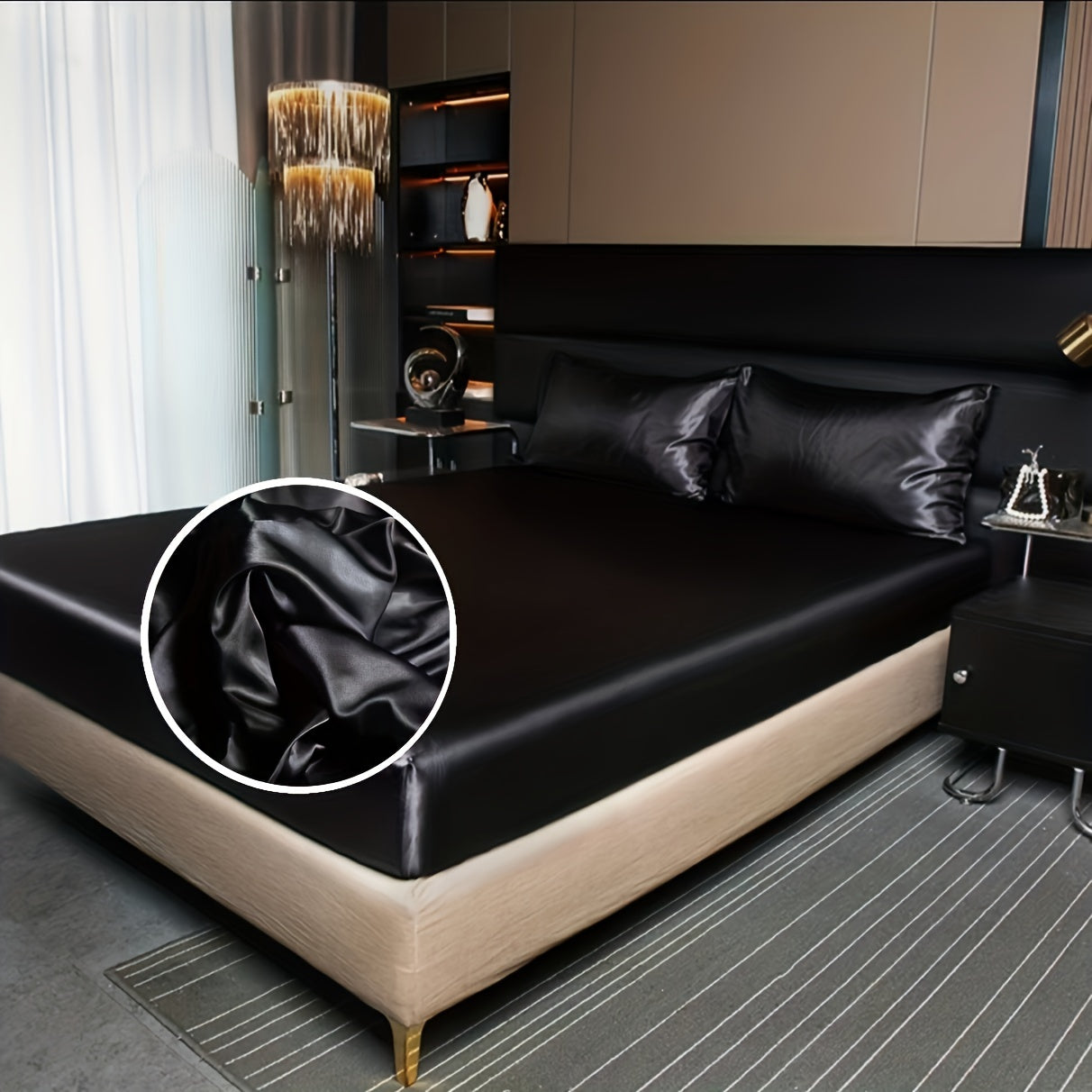 2/3pcs of satin solid color bedding