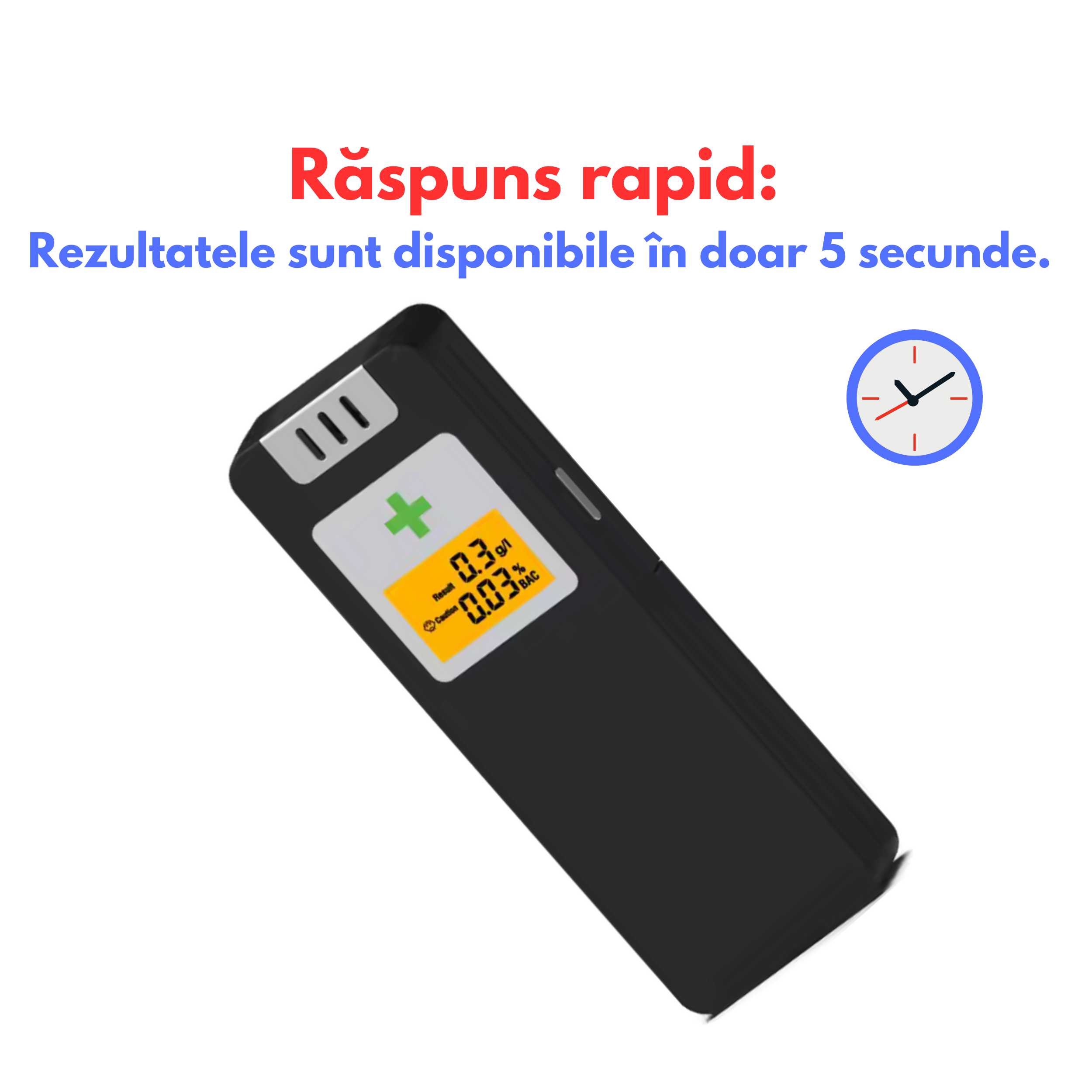 Alcooltest Digital Certificat NF – Precizie 0.01% BAC, LCD, Alertă Sonoră