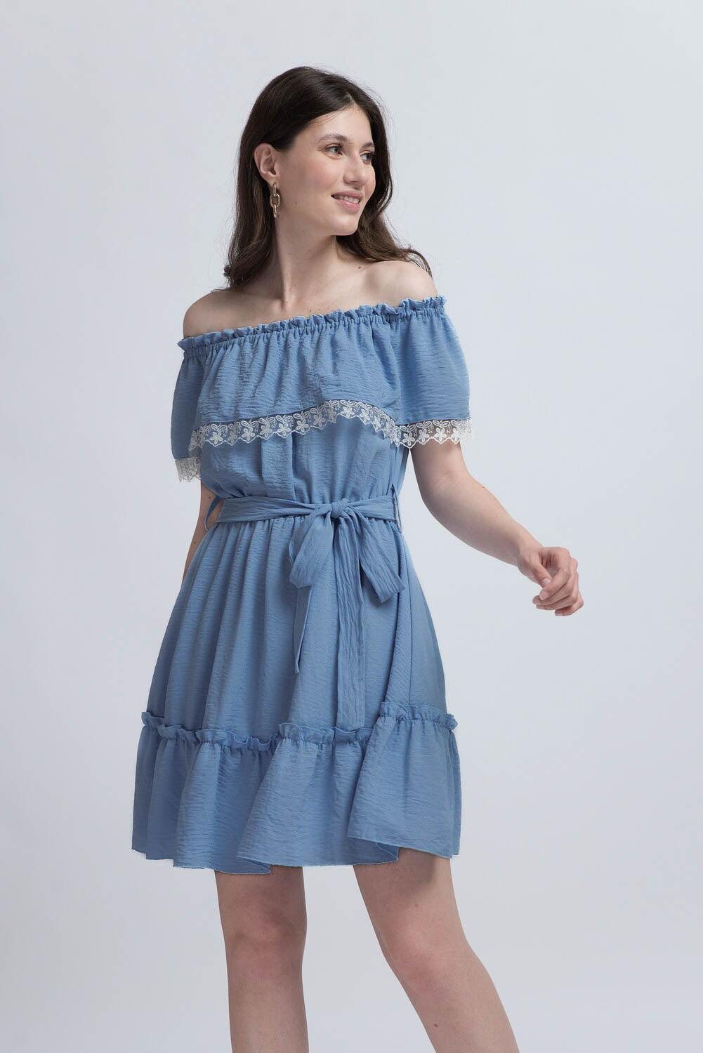 Rochie Scurtă cu Inserții din Dantelă