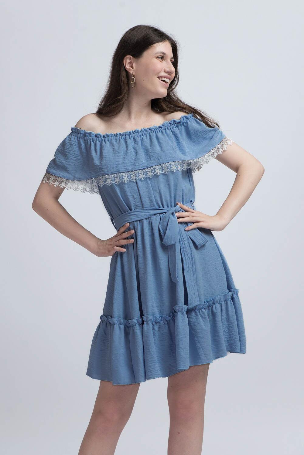 Rochie Scurtă cu Inserții din Dantelă