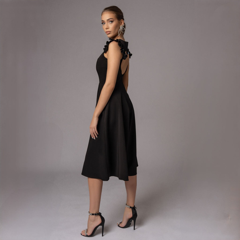 Salopeta dama neagra cu fusta pantalon New Romance