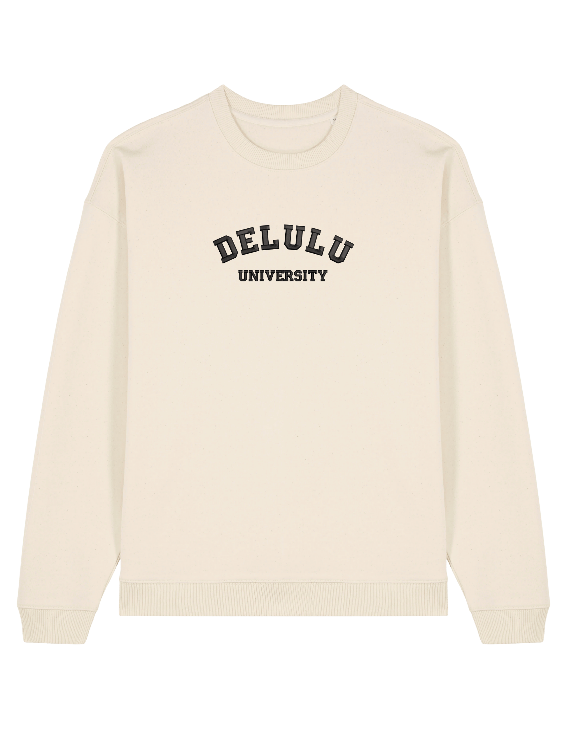 Delulu university sweatshirt mesaje