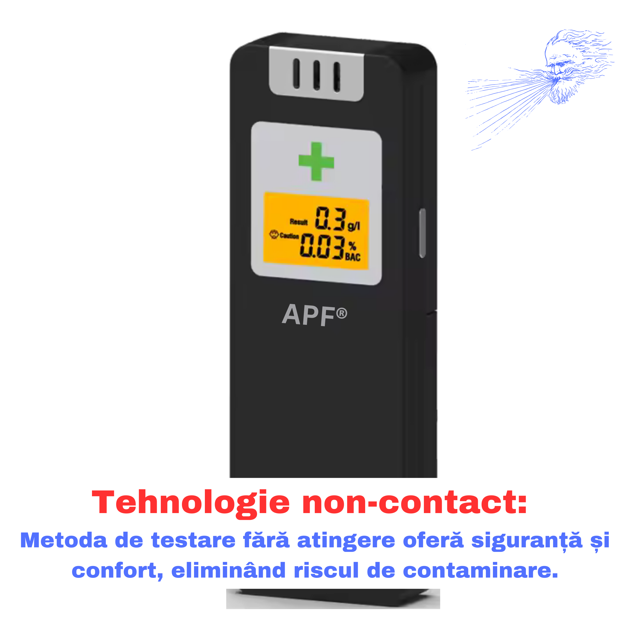 Alcooltest Digital Certificat NF – Precizie 0.01% BAC, LCD, Alertă Sonoră
