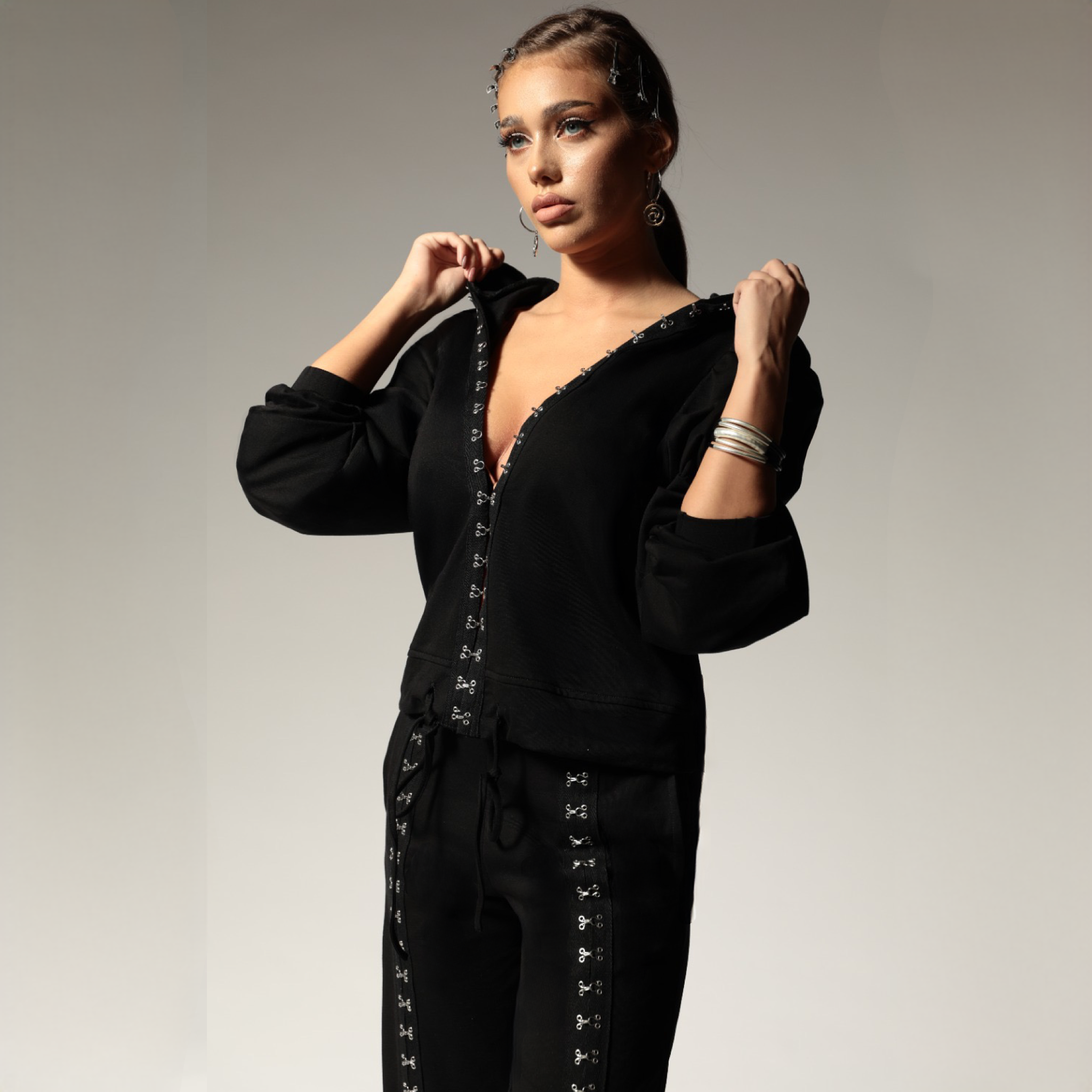 Trening dama negru cu copci metalice Walk of Fame