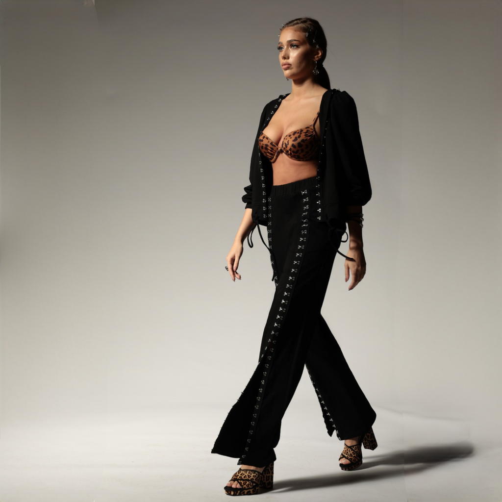 Trening dama negru cu copci metalice Walk of Fame