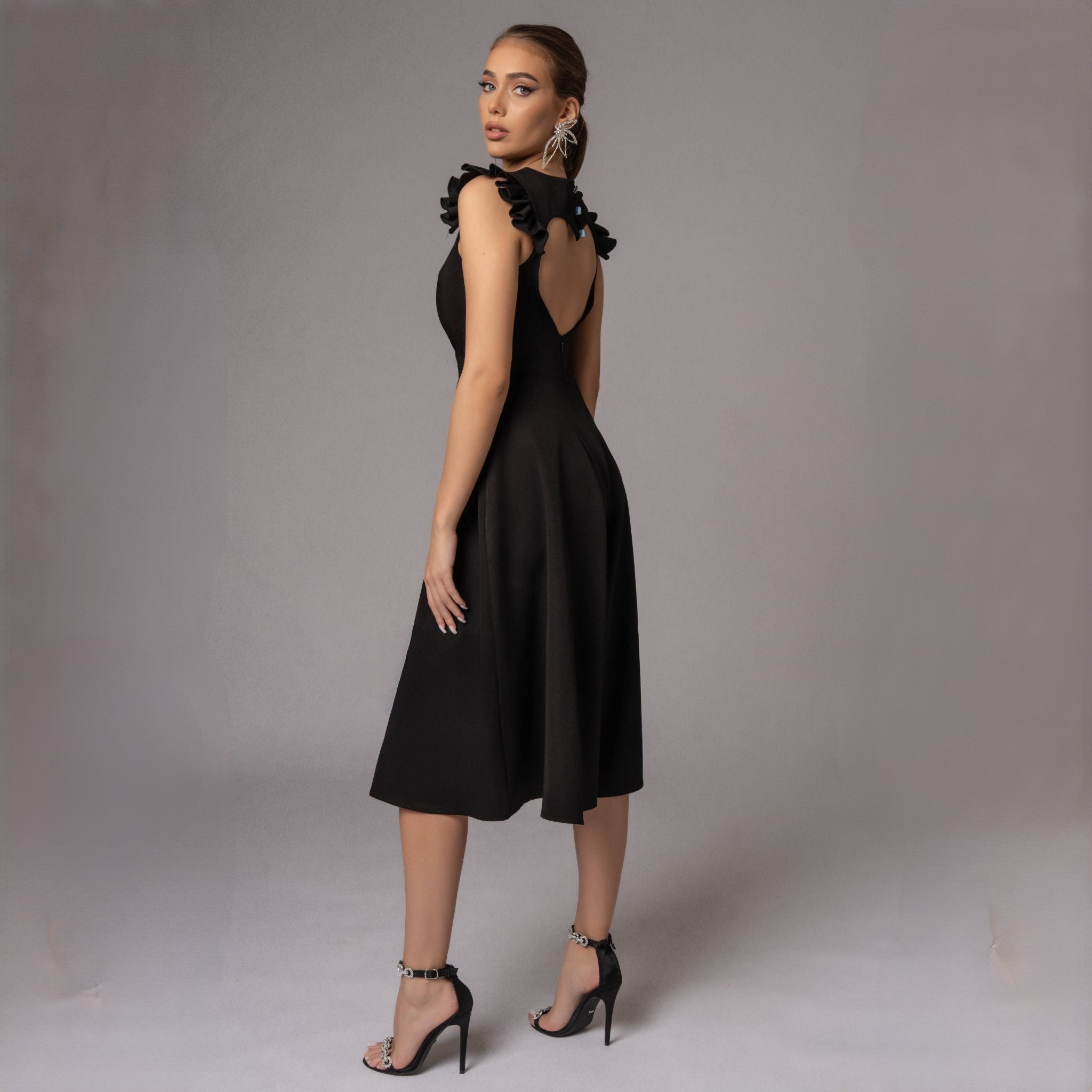 Salopeta dama neagra cu fusta pantalon New Romance