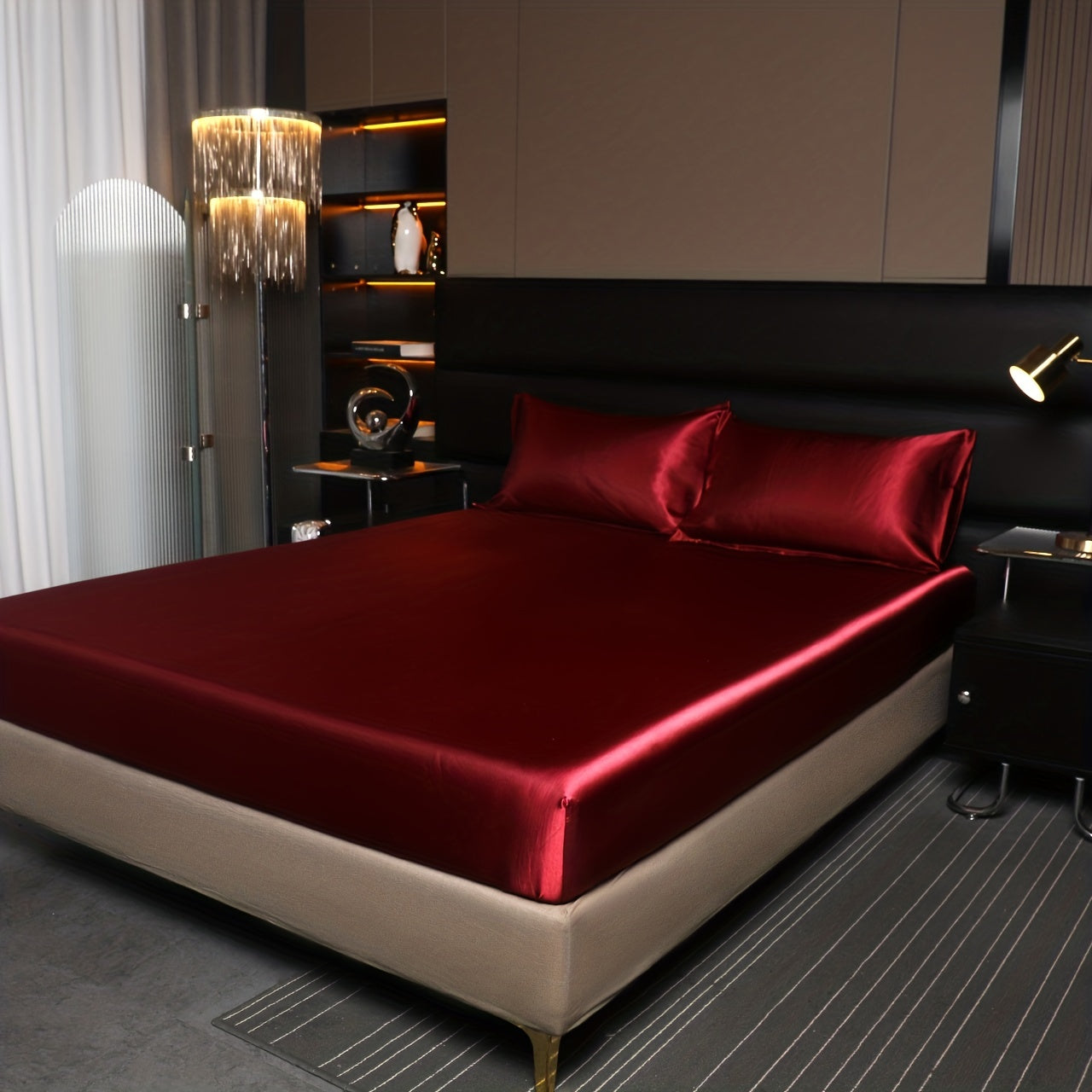 2/3pcs of satin solid color bedding