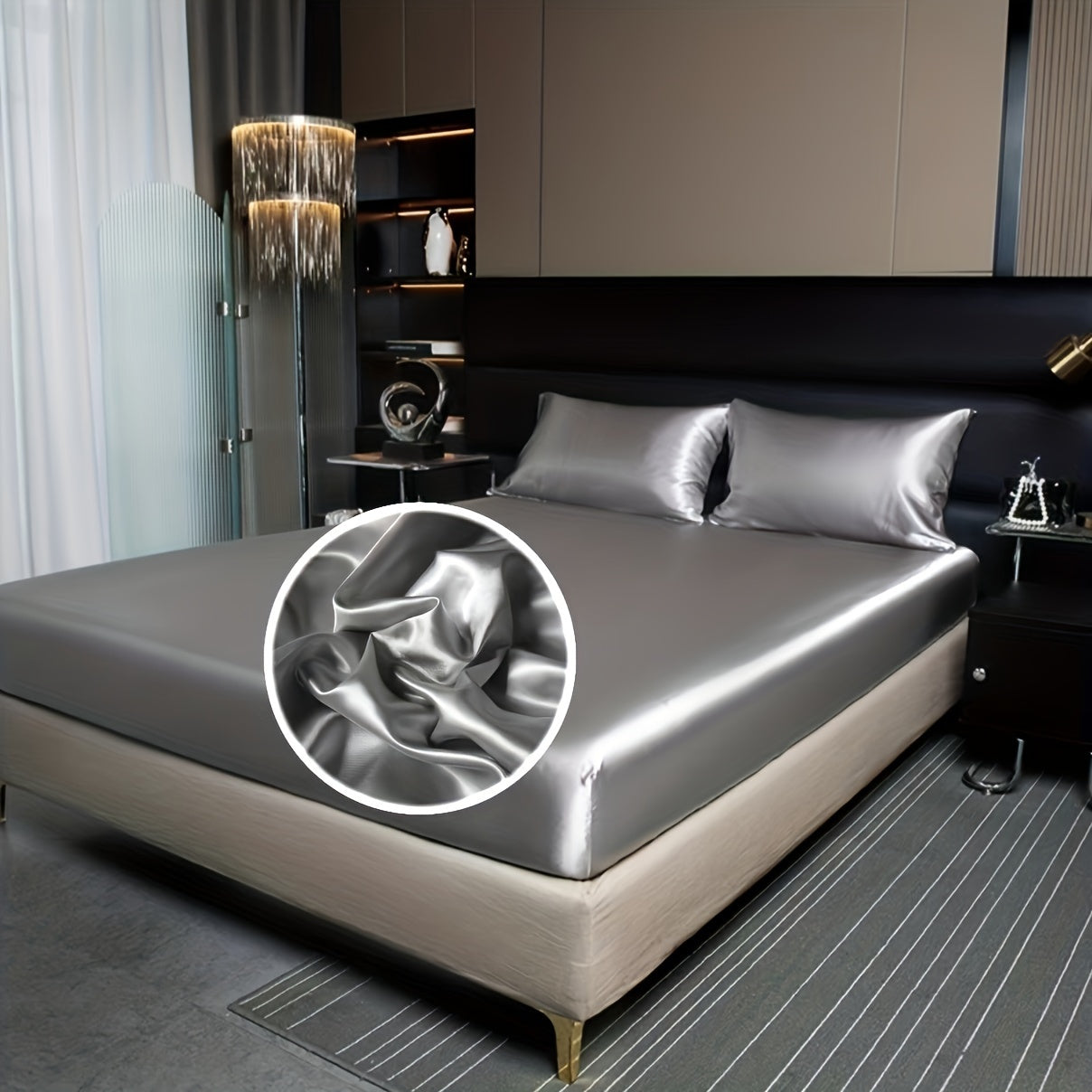 2/3pcs of satin solid color bedding