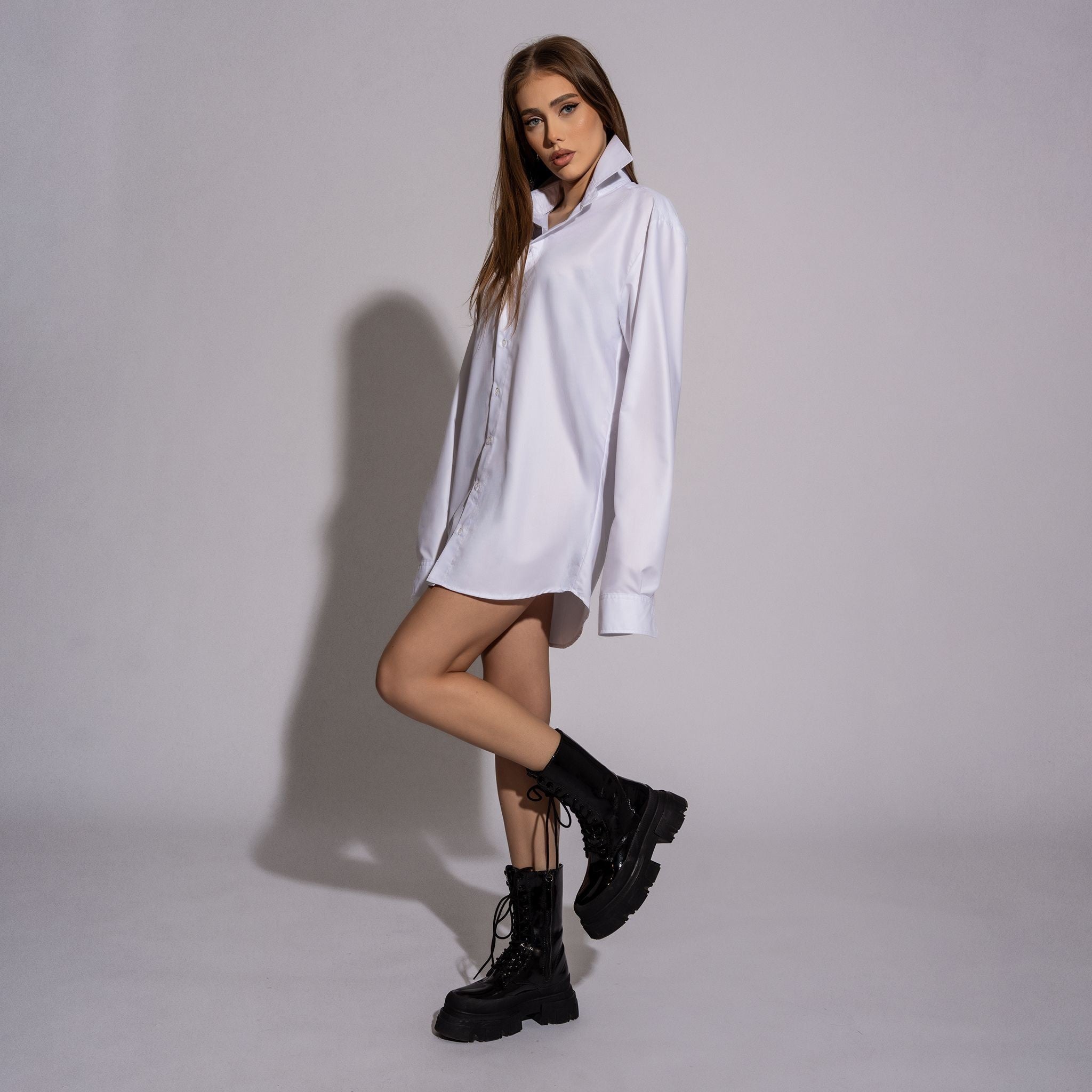 Compleu camasa boyfriend cu vesta alb negru British