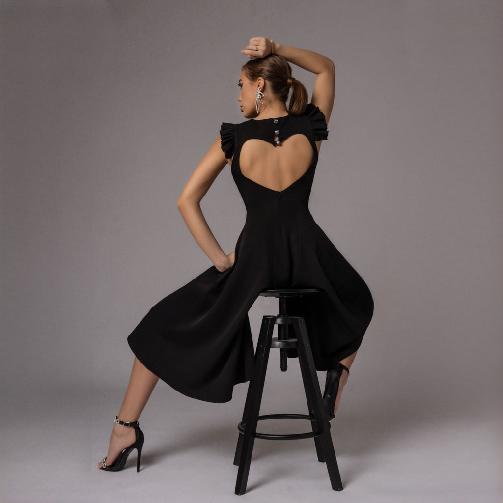 Salopeta dama neagra cu fusta pantalon New Romance