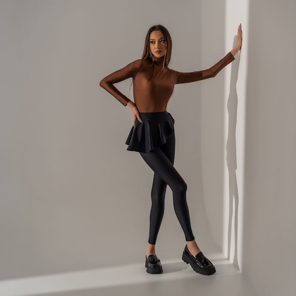 Pantaloni din lycra cu volan in talie Be Delicious