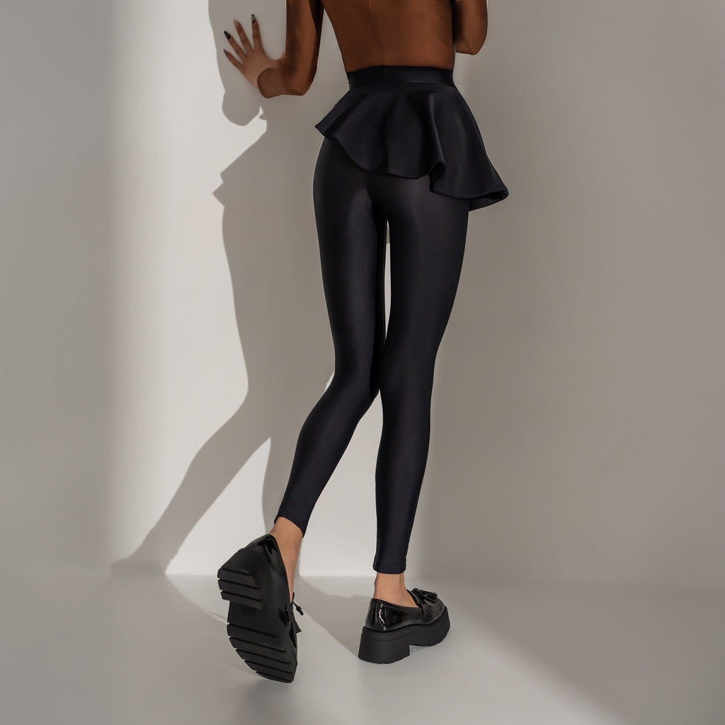 Pantaloni din lycra cu volan in talie Be Delicious