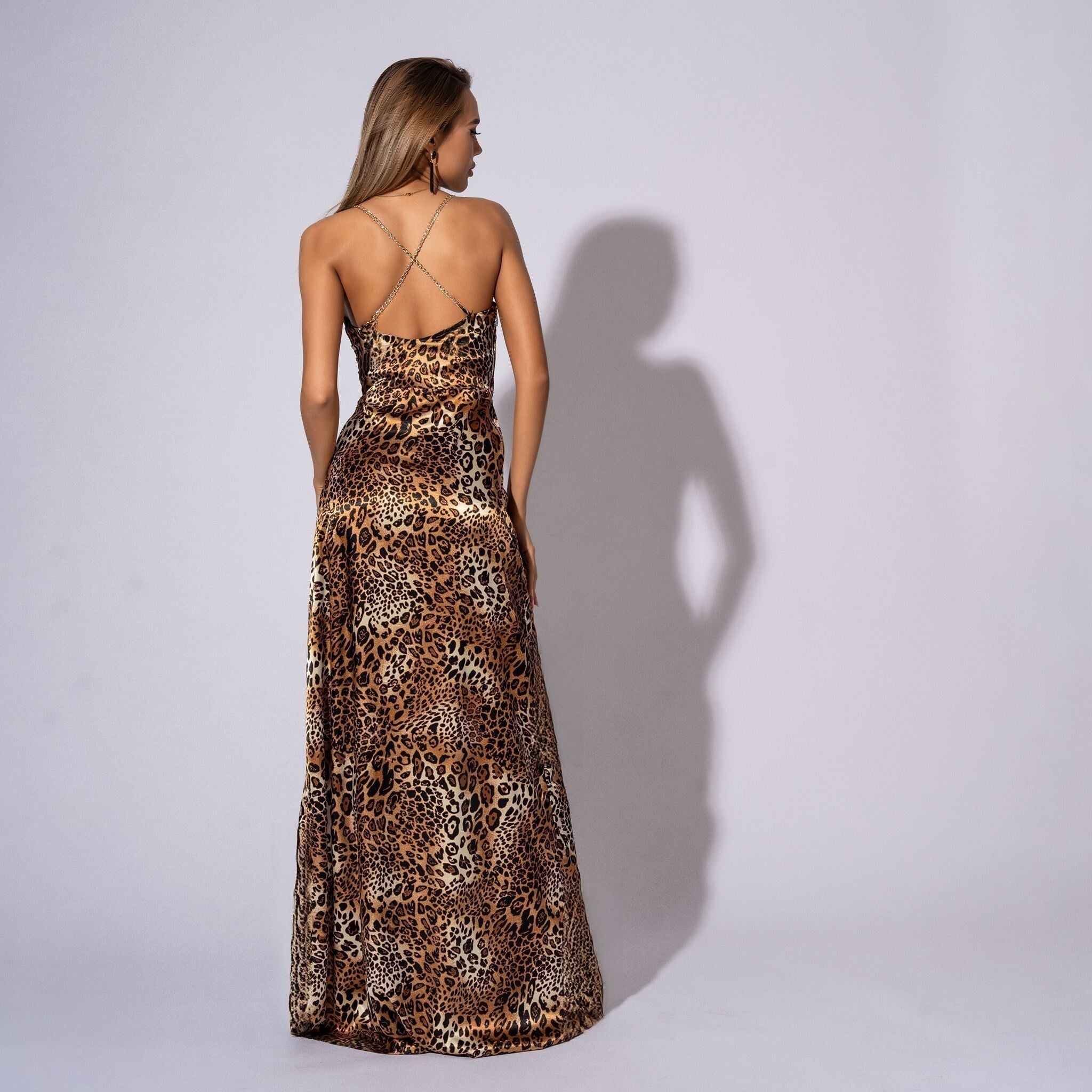 Rochie lunga din satin animal print Be that girl