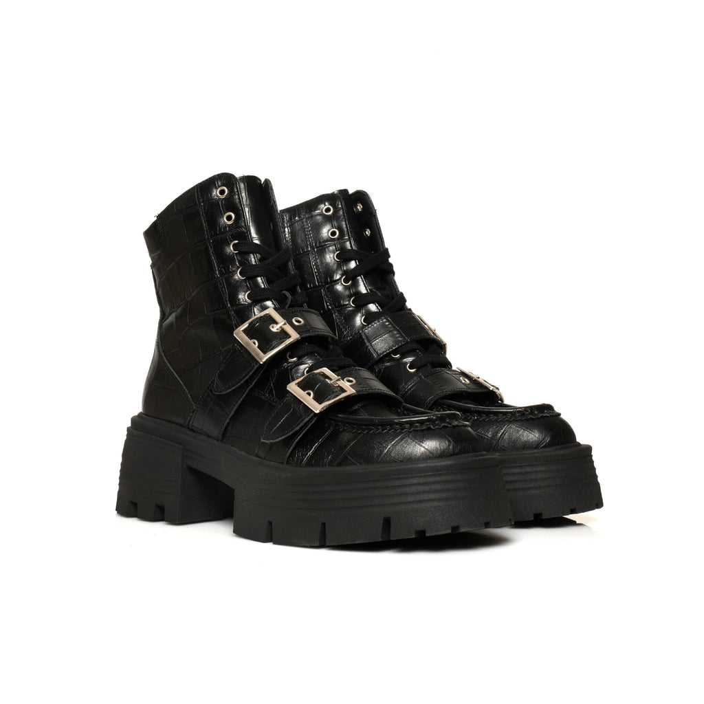 Brodequin Croco Noir