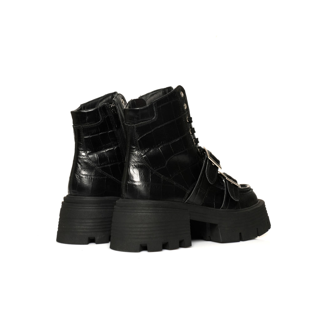 Brodequin Croco Noir