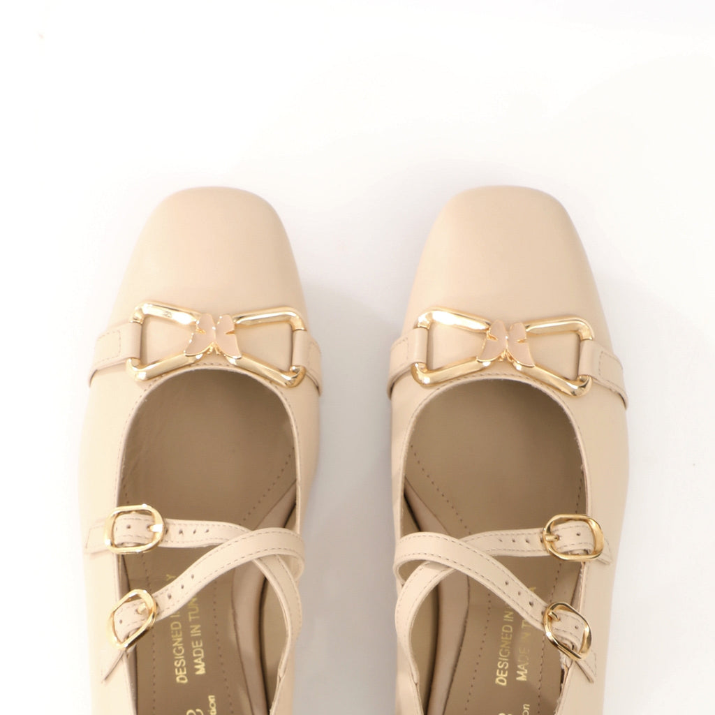 Ballerina Mary Jane Crème | Butterfly Bow