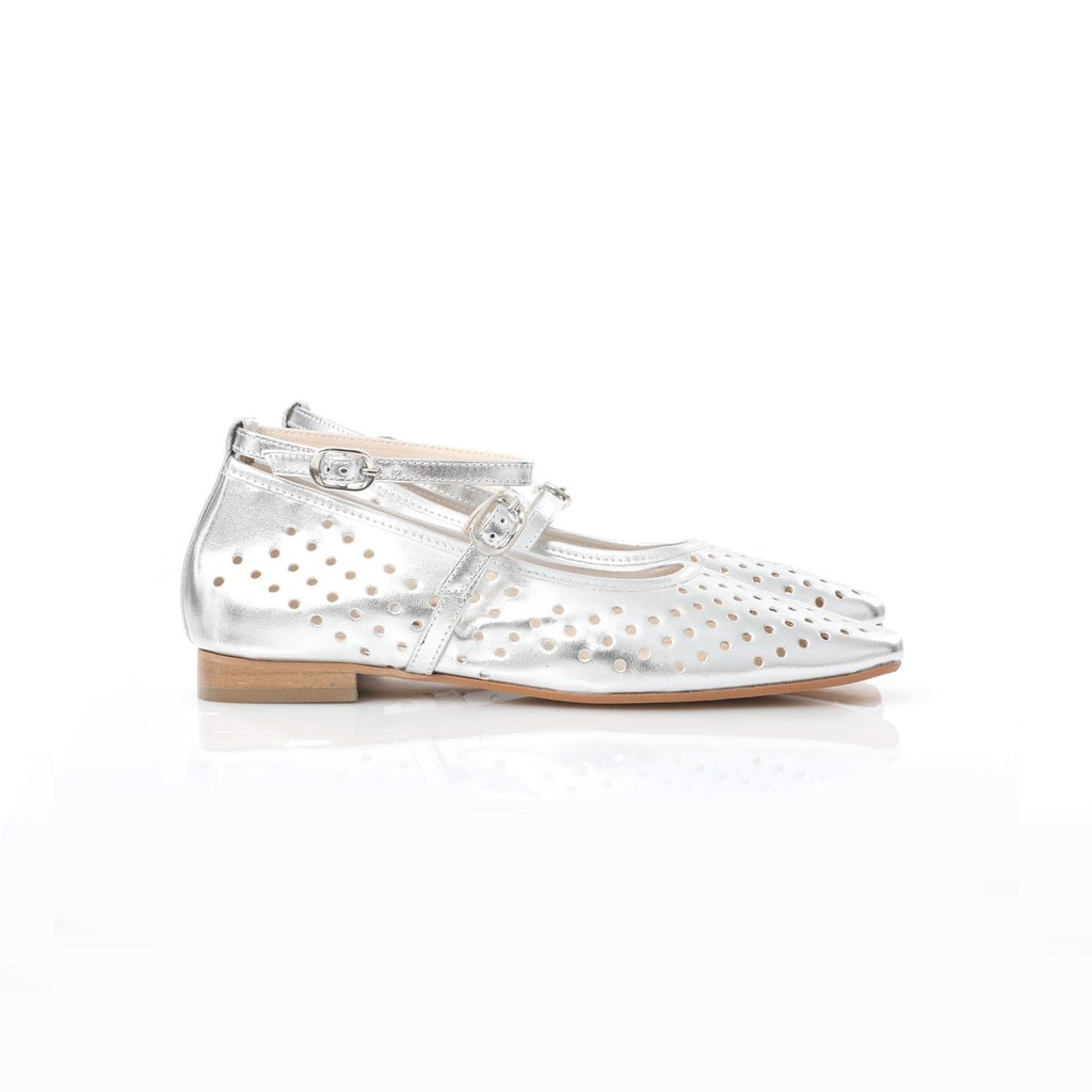 Ballerina Mary Jane Argent | Perforated Detail