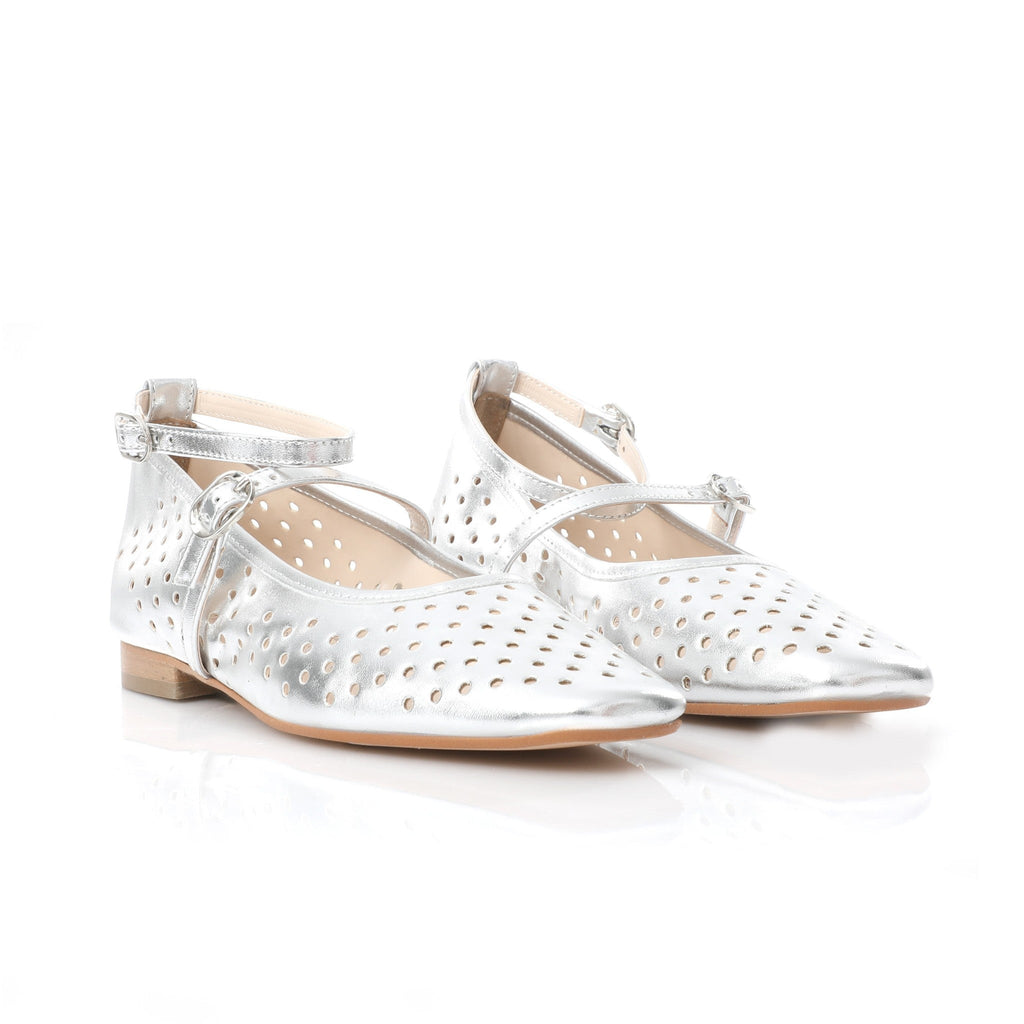 Ballerina Mary Jane Argent | Perforated Detail
