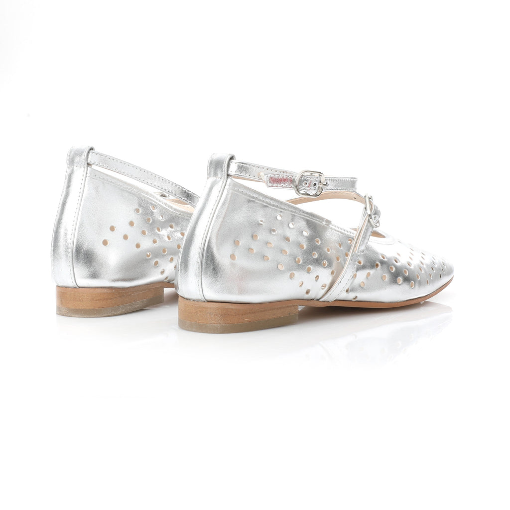 Ballerina Mary Jane Argent | Perforated Detail