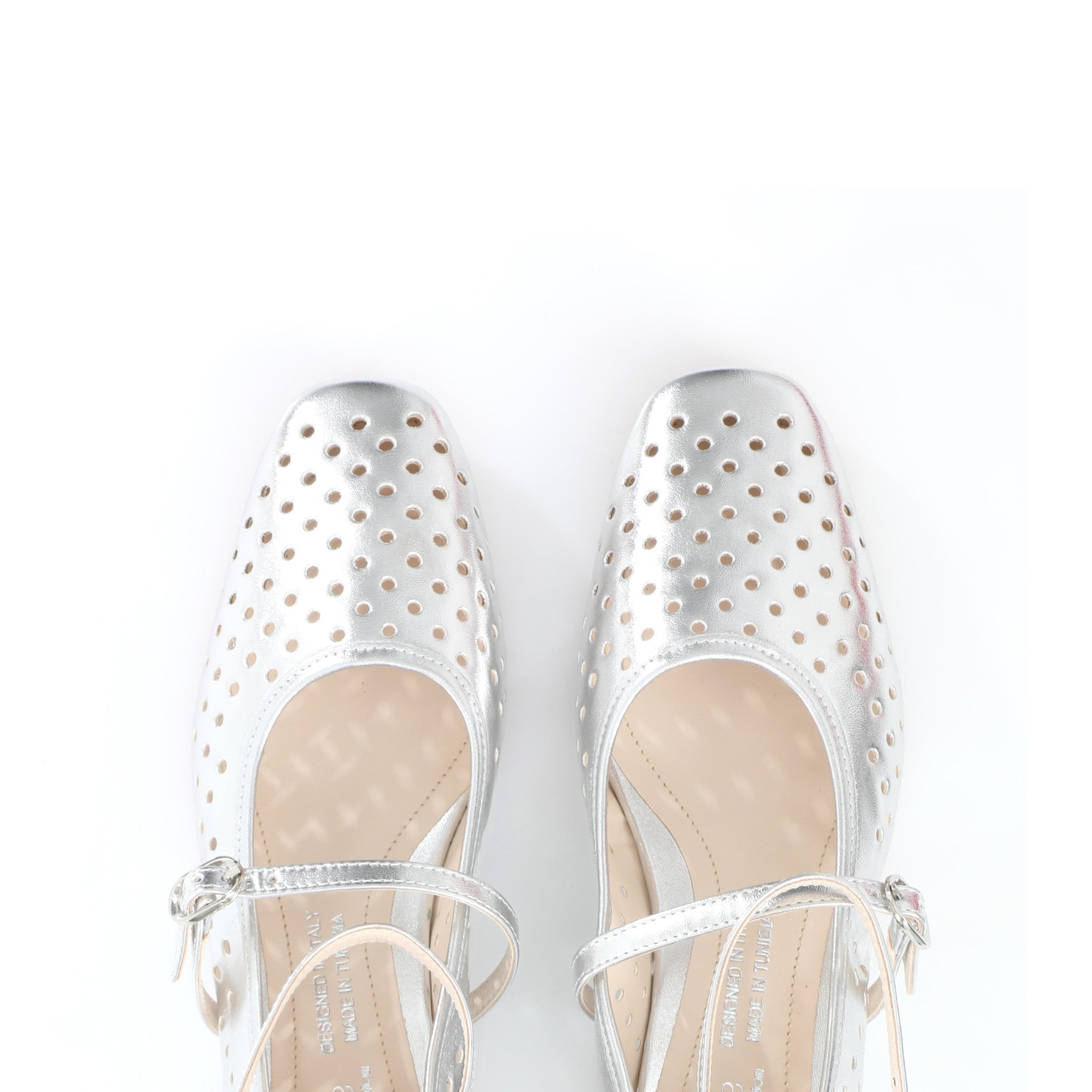 Ballerina Mary Jane Argent | Perforated Detail