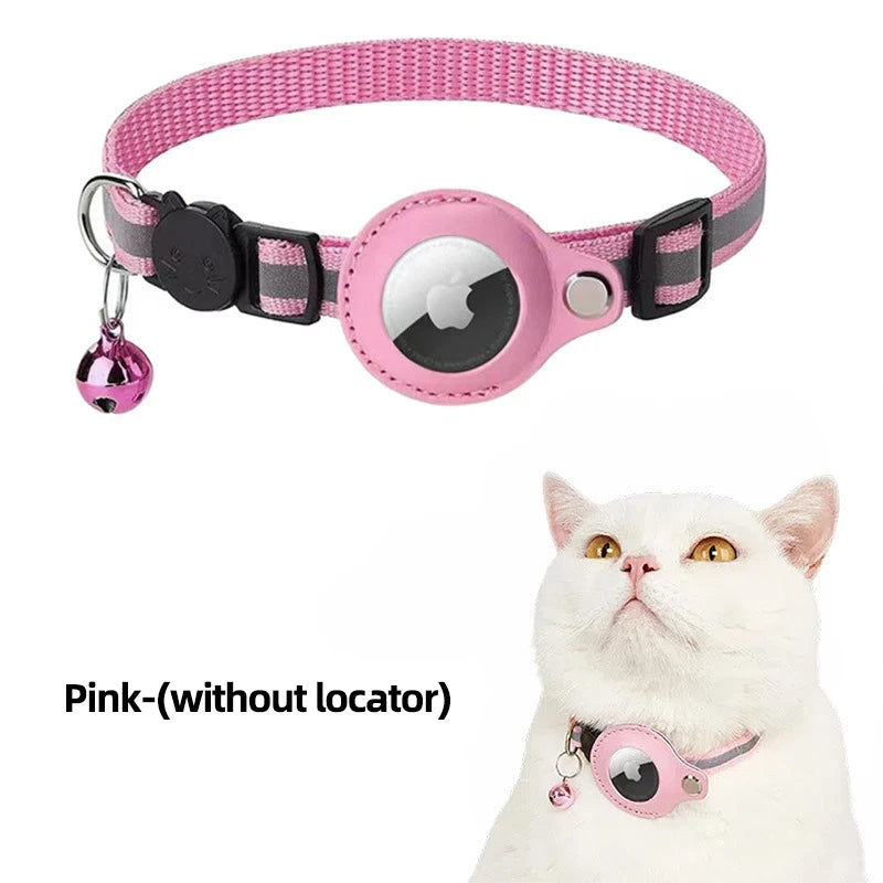 Airtag Reflective Pet GPS Collar with Bell Real-Time Tracker for Dogs Cats Puppy Necklace