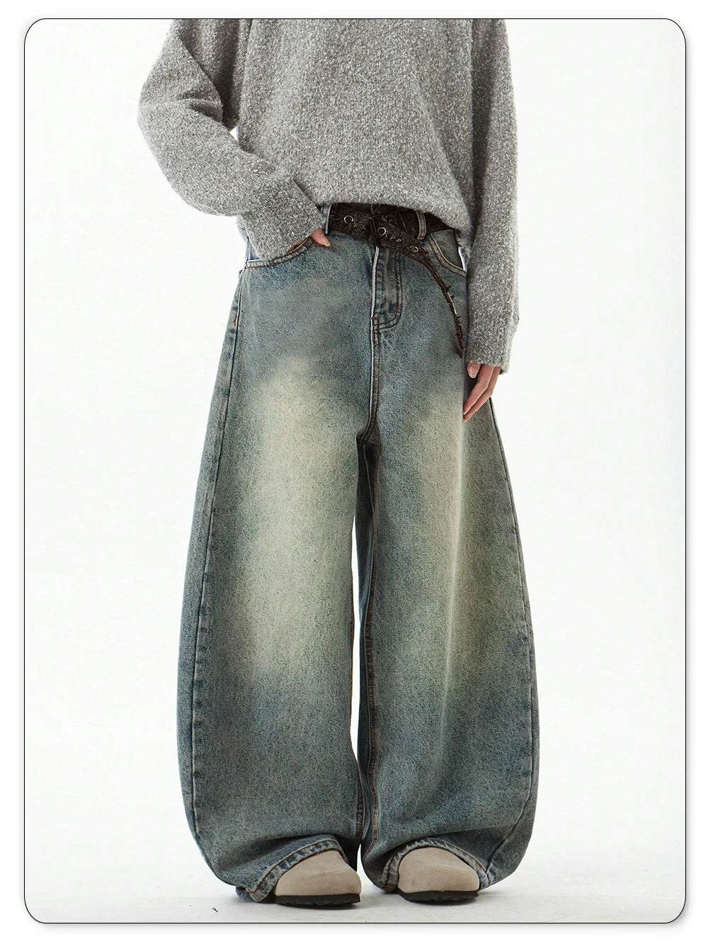 Men's Wear Blue Wide-Leg Denim
