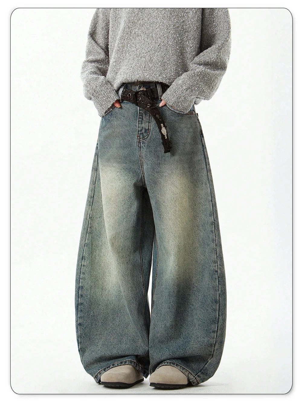 Men's Wear Blue Wide-Leg Denim