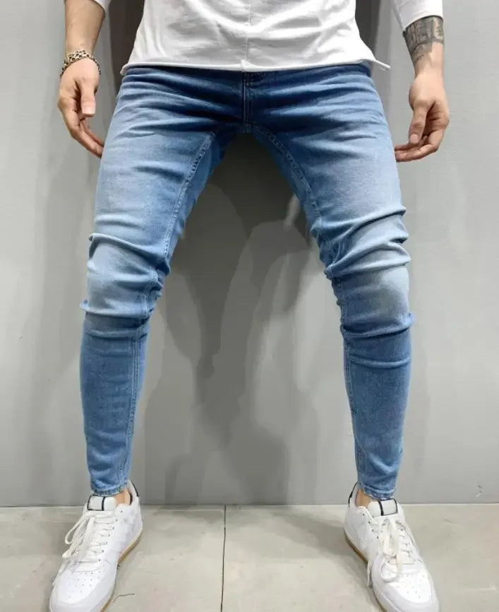 Skinny Ripped Jeans Men Cotton