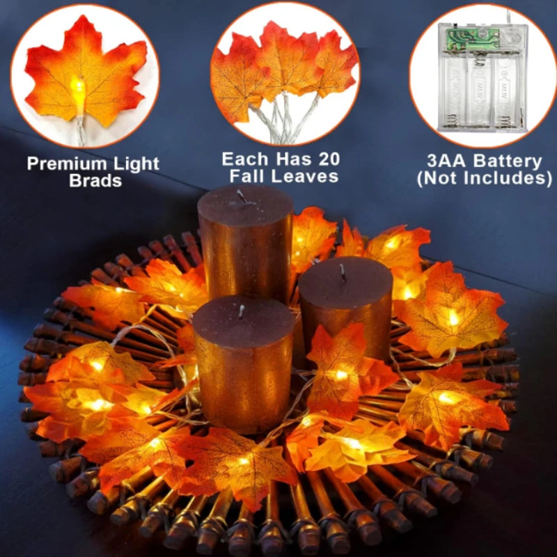Fall Thanksgiving  Artificial Maple Leaf Leaves 10/20LED