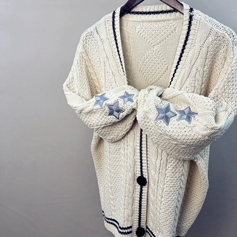 Knit Print Winter Cardigan Sweater