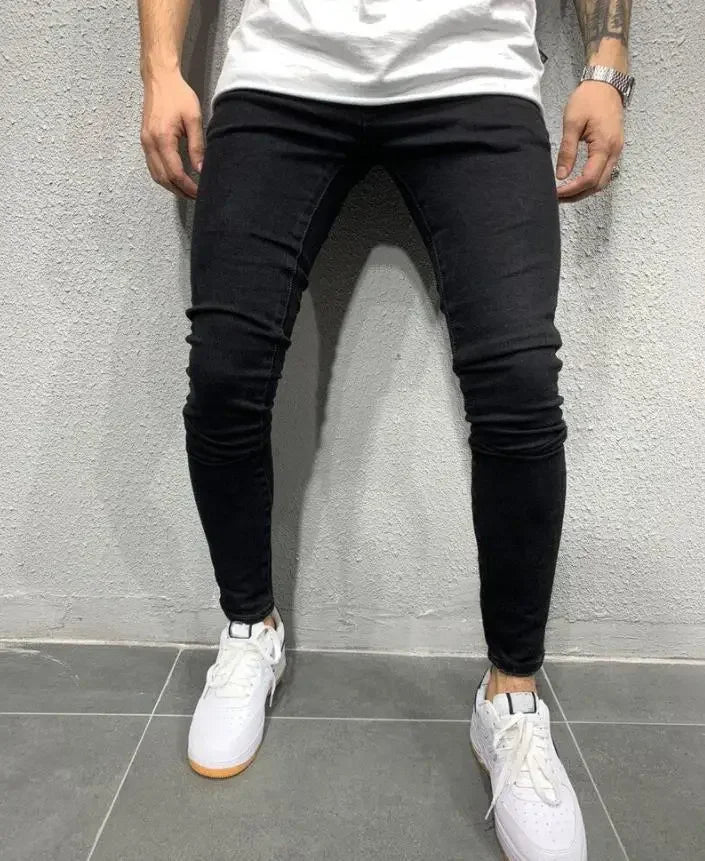 Skinny Ripped Jeans Men Cotton