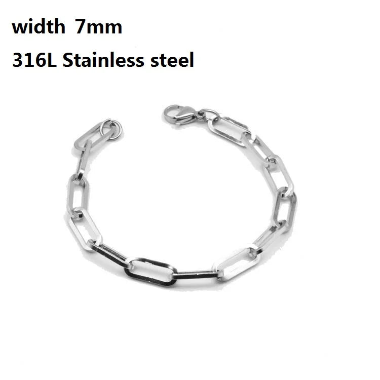 316L Stainless Steel Cuban Chain Bracelet for Men Women