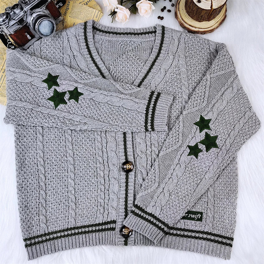 Knit Print Winter Cardigan Sweater