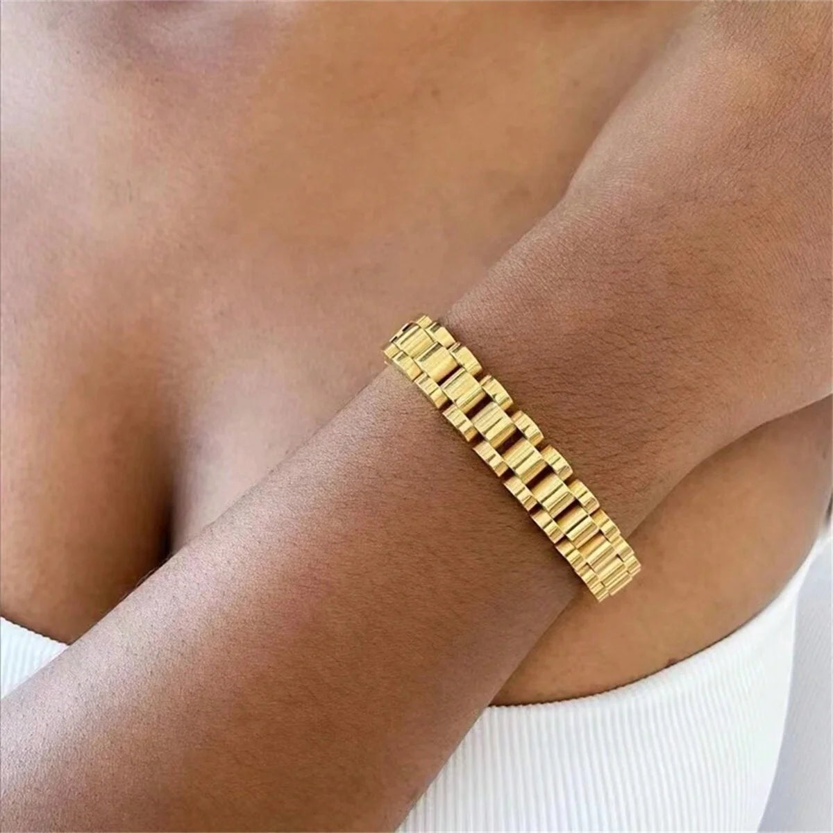 New Vintage 18K Gold Plated Stainless Steel