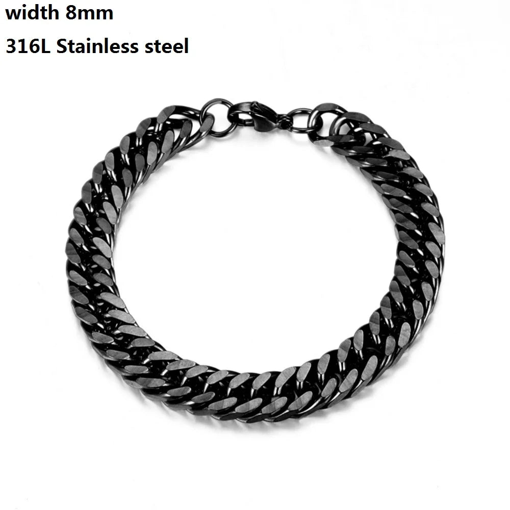 316L Stainless Steel Cuban Chain Bracelet for Men Women