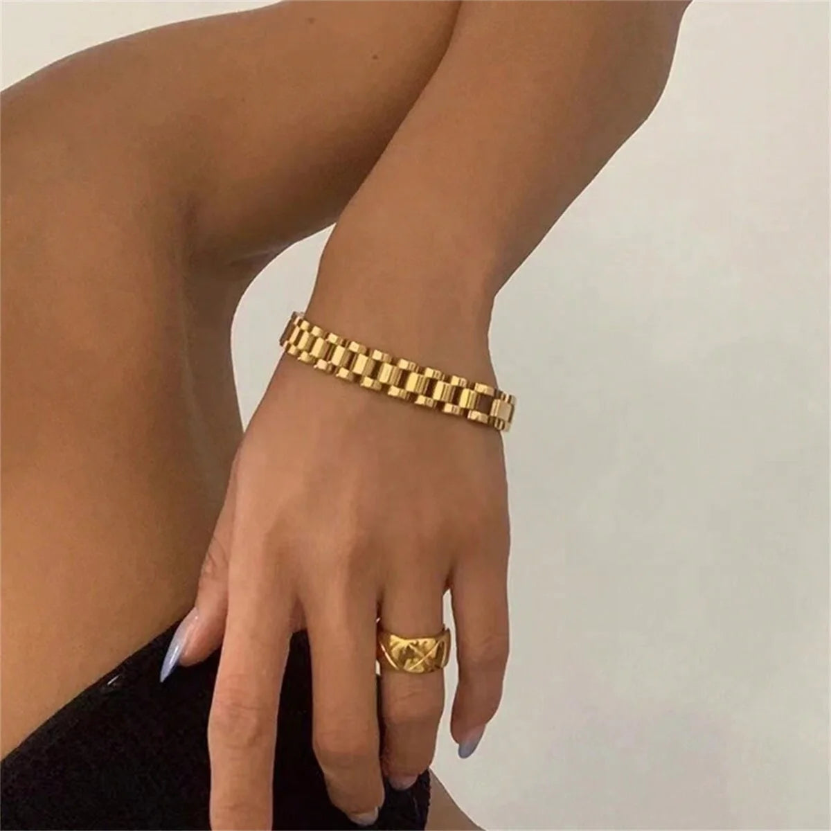 New Vintage 18K Gold Plated Stainless Steel