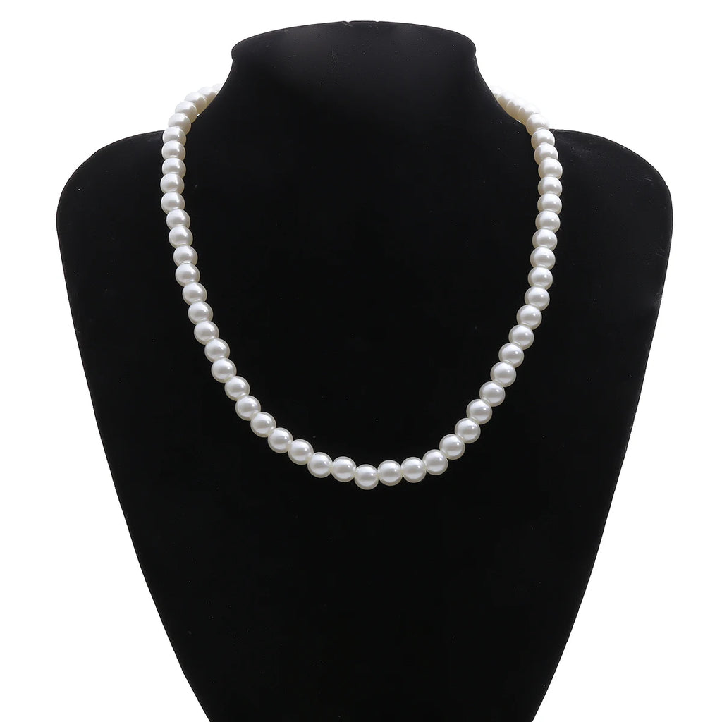 Pearl Beaded Short Choker Necklace for Men