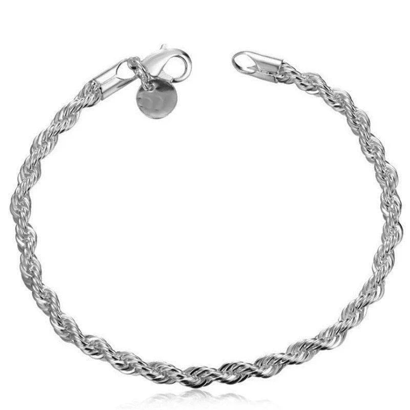 4MM electroplated twisted rope bracelet jewelry men's