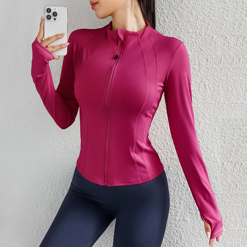 Women Yoga jacket Gym Wear zipper long sleeve fitness woman Jackets Coat