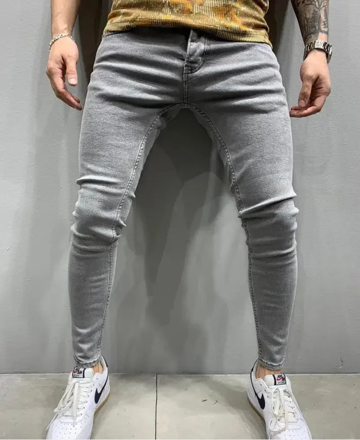 Skinny Ripped Jeans Men Cotton