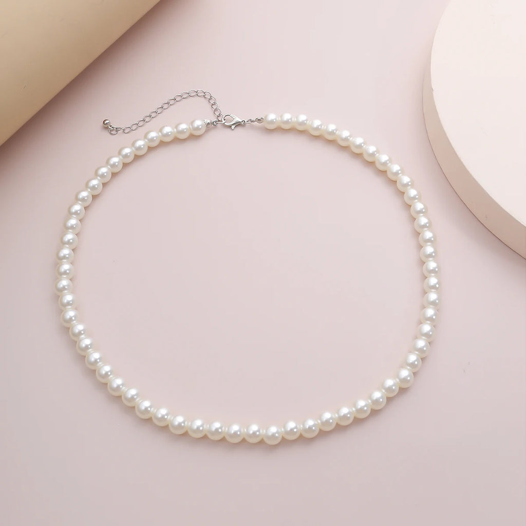 Pearl Beaded Short Choker Necklace for Men