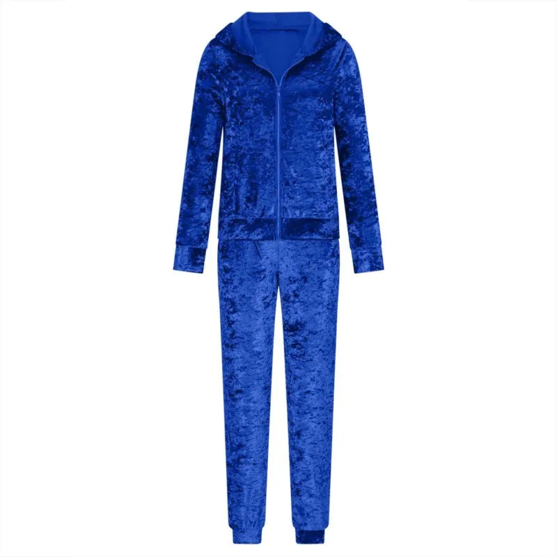 Spring Velvet Tracksuit Womens 2 Piece