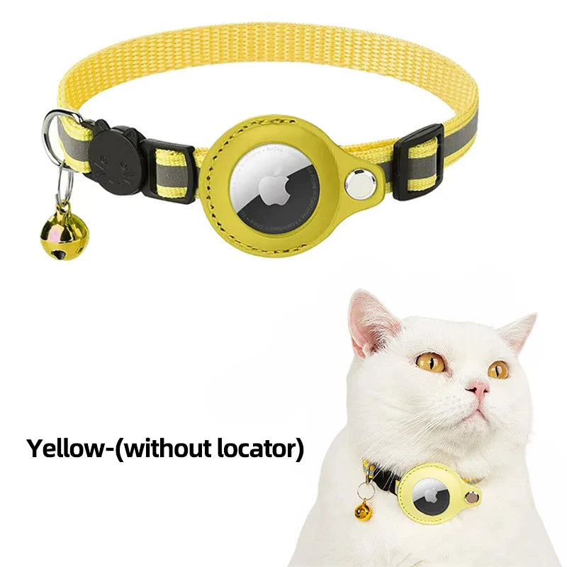 Airtag Reflective Pet GPS Collar with Bell Real-Time Tracker for Dogs Cats Puppy Necklace
