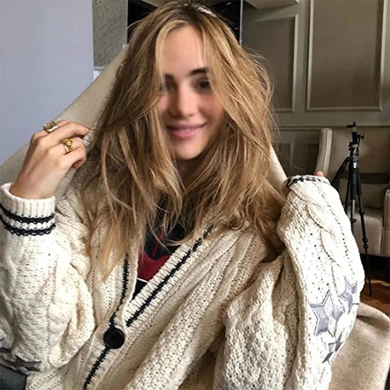 Knit Print Winter Cardigan Sweater