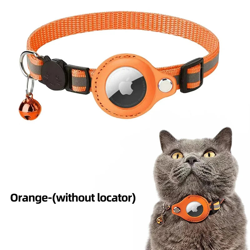 Airtag Reflective Pet GPS Collar with Bell Real-Time Tracker for Dogs Cats Puppy Necklace