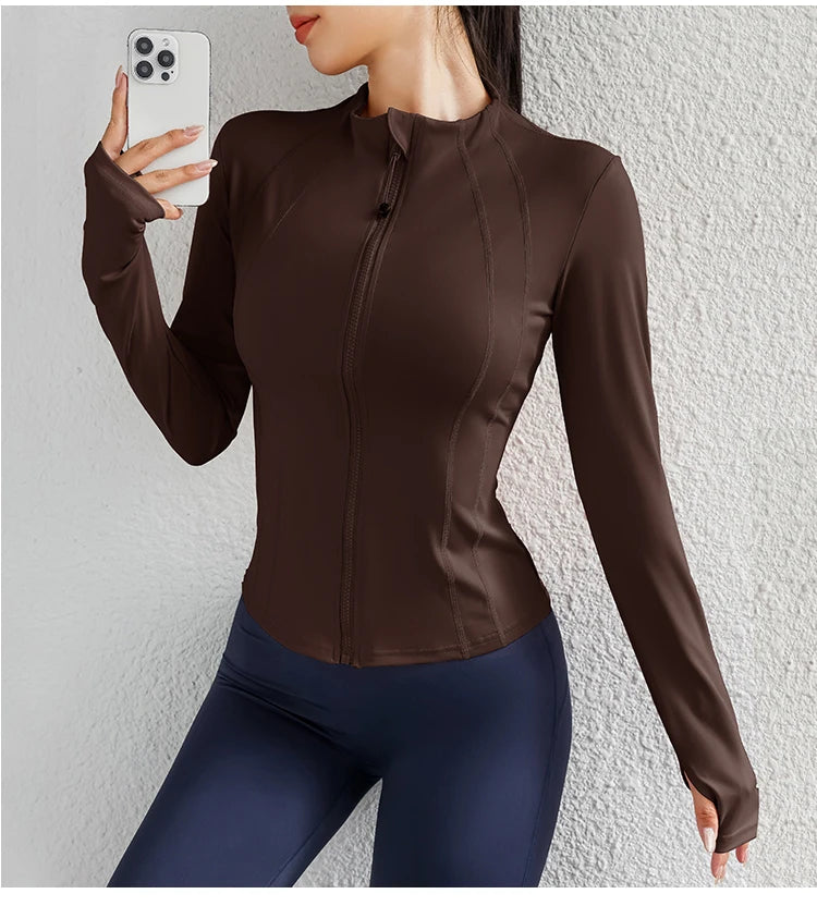 Women Yoga jacket Gym Wear zipper long sleeve fitness woman Jackets Coat