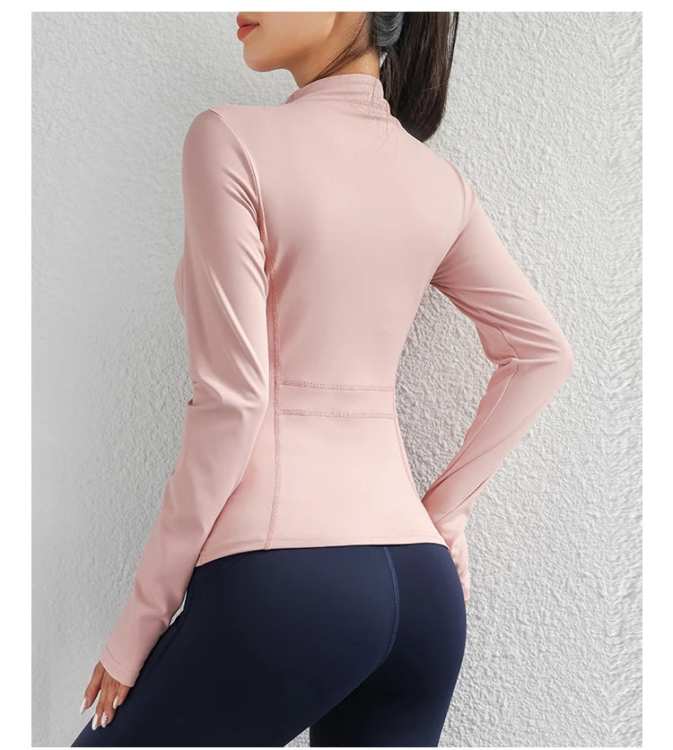 Women Yoga jacket Gym Wear zipper long sleeve fitness woman Jackets Coat