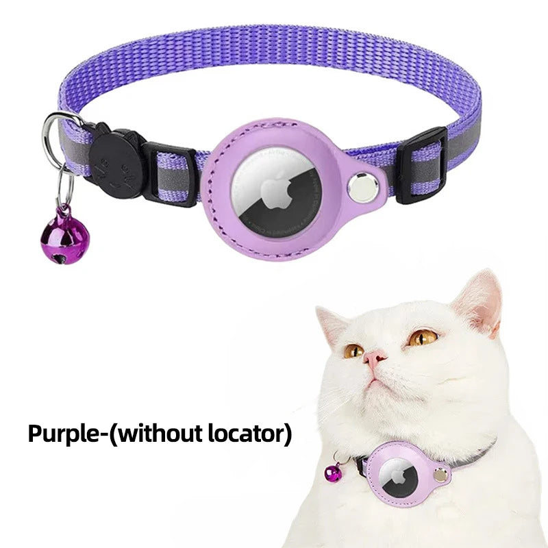Airtag Reflective Pet GPS Collar with Bell Real-Time Tracker for Dogs Cats Puppy Necklace