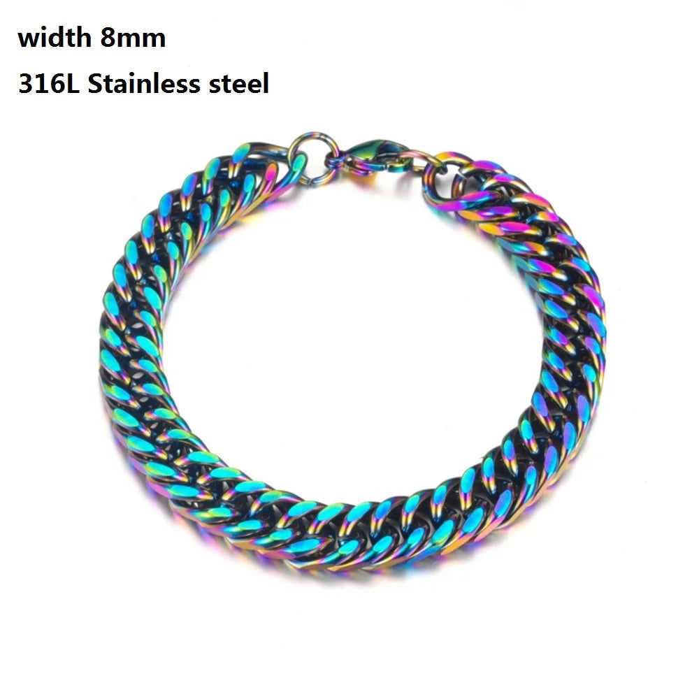 316L Stainless Steel Cuban Chain Bracelet for Men Women